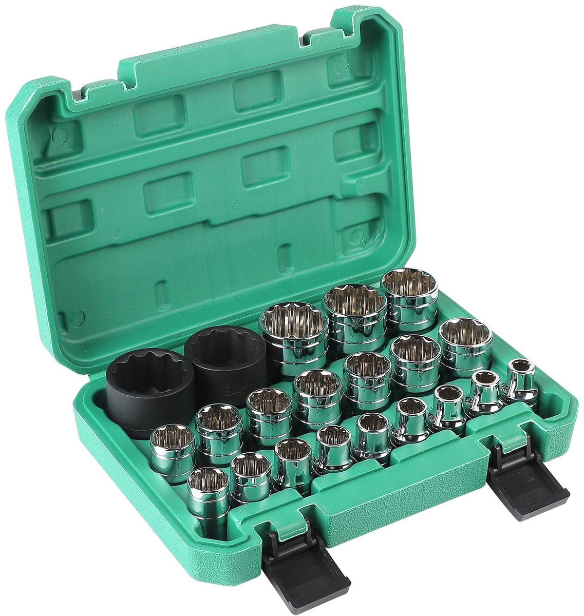 CPROSP 21-delige steeksleutel inzetset twaalfkant 1/2", Socket-spannerset 8-36mm, veeltandmoer, veeltand steeksleutels - ShopVlot