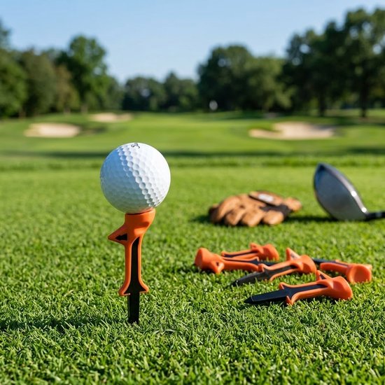 Oranje zwarte plastic golf tees 12 stuks – golf tees met laag weerstand ontwerp – herbruikbare golf tee – duurzame golf accessoires – geschikt voor training en golfspel — afbeelding 3