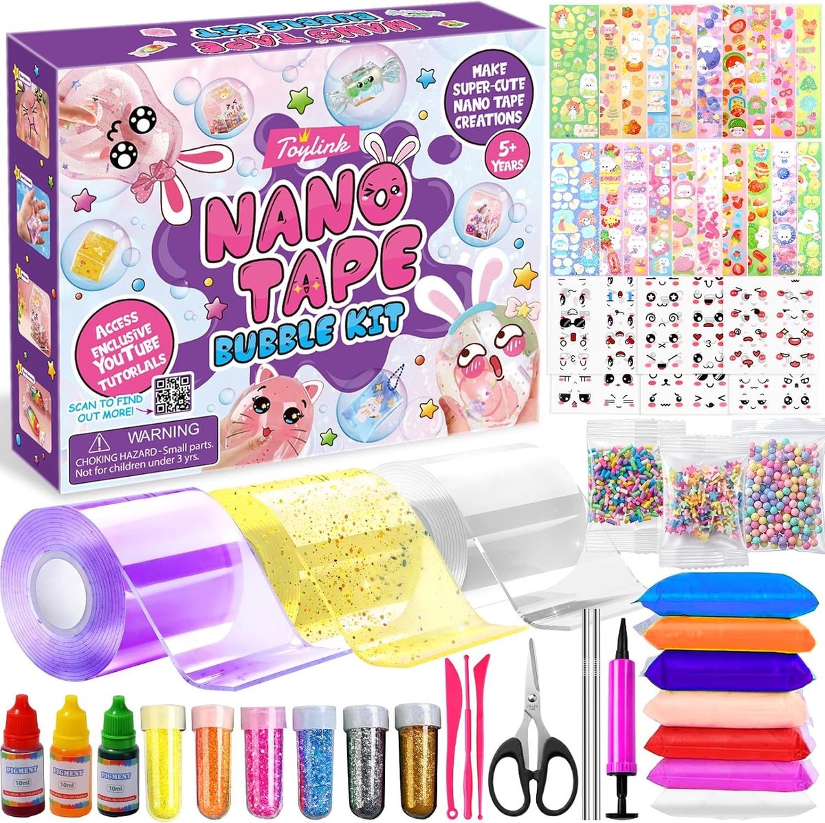 Knutselkoffer - Basis - Creatieve knutselset met nano tape, stickers, kralen en accessoires - Voor kinderen