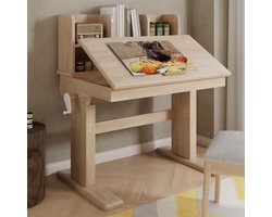Kinderbureau - met in hoogte verstelbaar en opbergruimte - naturel - afmetingen 92 x 60 x 89 cm - voor een praktische werkplek