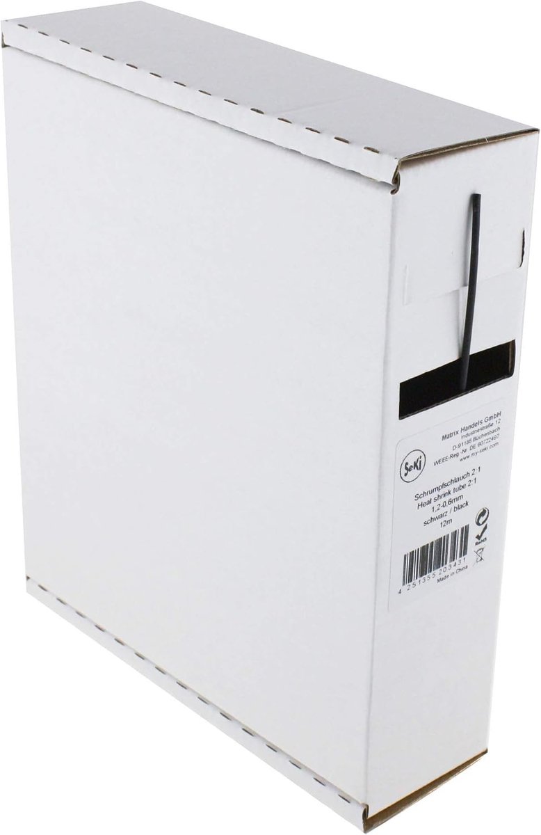 Krimpkous zwart 2:1 - 1,2-0,6 mm - 12 m in dispenserbox - ideaal voor kabelisolatie - ShopVlot