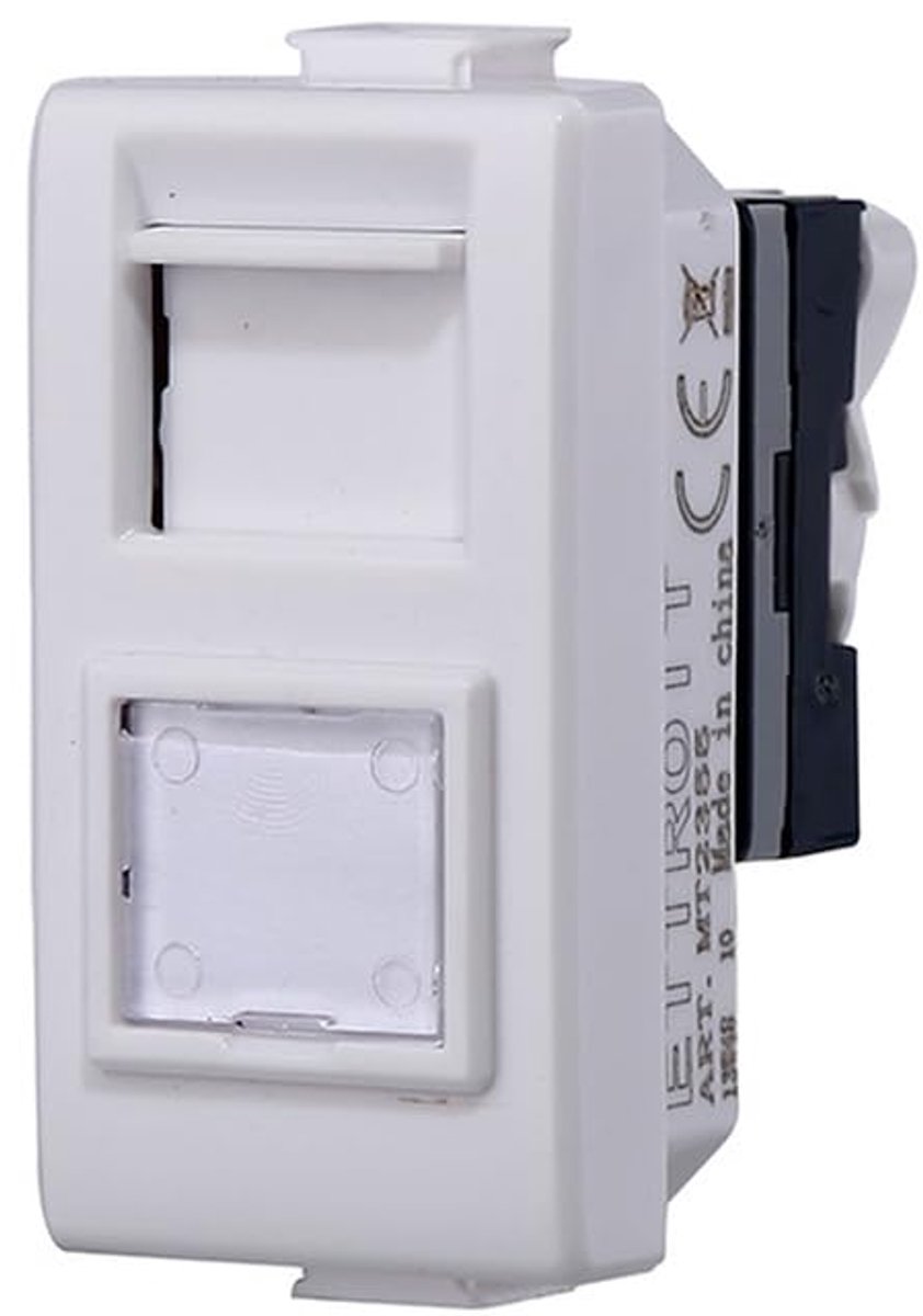Netwerk aansluiting CAT 6 UTP RJ45 - wit - Bticino Matix compatibel - optimale signaaloverdracht - ShopVlot