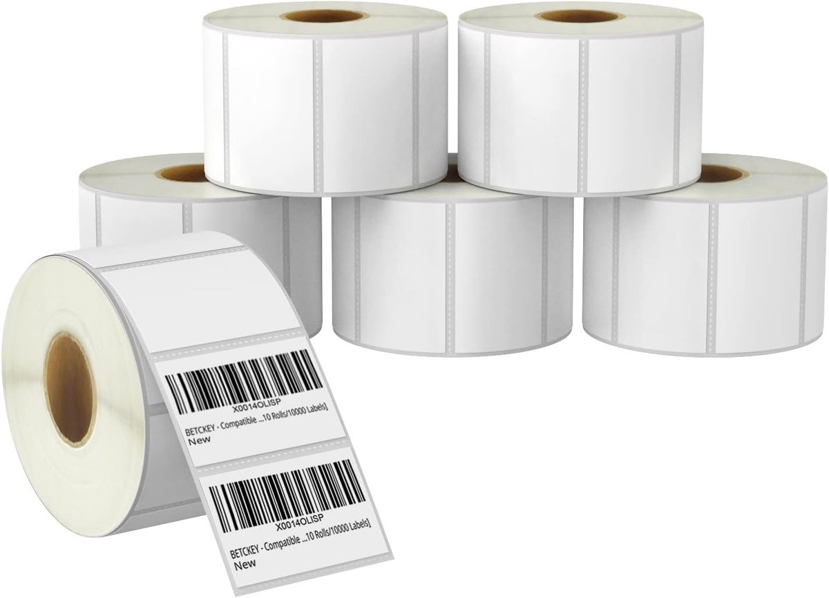 BETCKEY - 57mm x 32mm (2.25" x 1.25") barcode and multi-function thermal labels, 1000 perforated labels per roll - ShopVlot