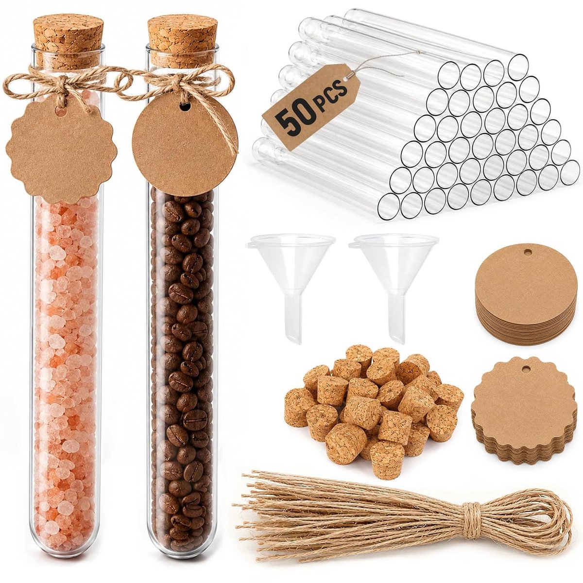 Idota Reageerbuis met kurk, 50 stuks, 16 x 150 mm, kunststof reageerbuizen - ShopVlot