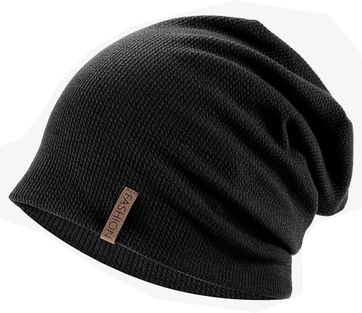 Slouch Beanie - Elastisch - Zacht - Comfortabel - Klassieke Modestijlen - Lange Beanie - Perfect Voor Lente, Herfst En Winter - Voor Mannen En Vrouwen - ééN Maat - Zwart