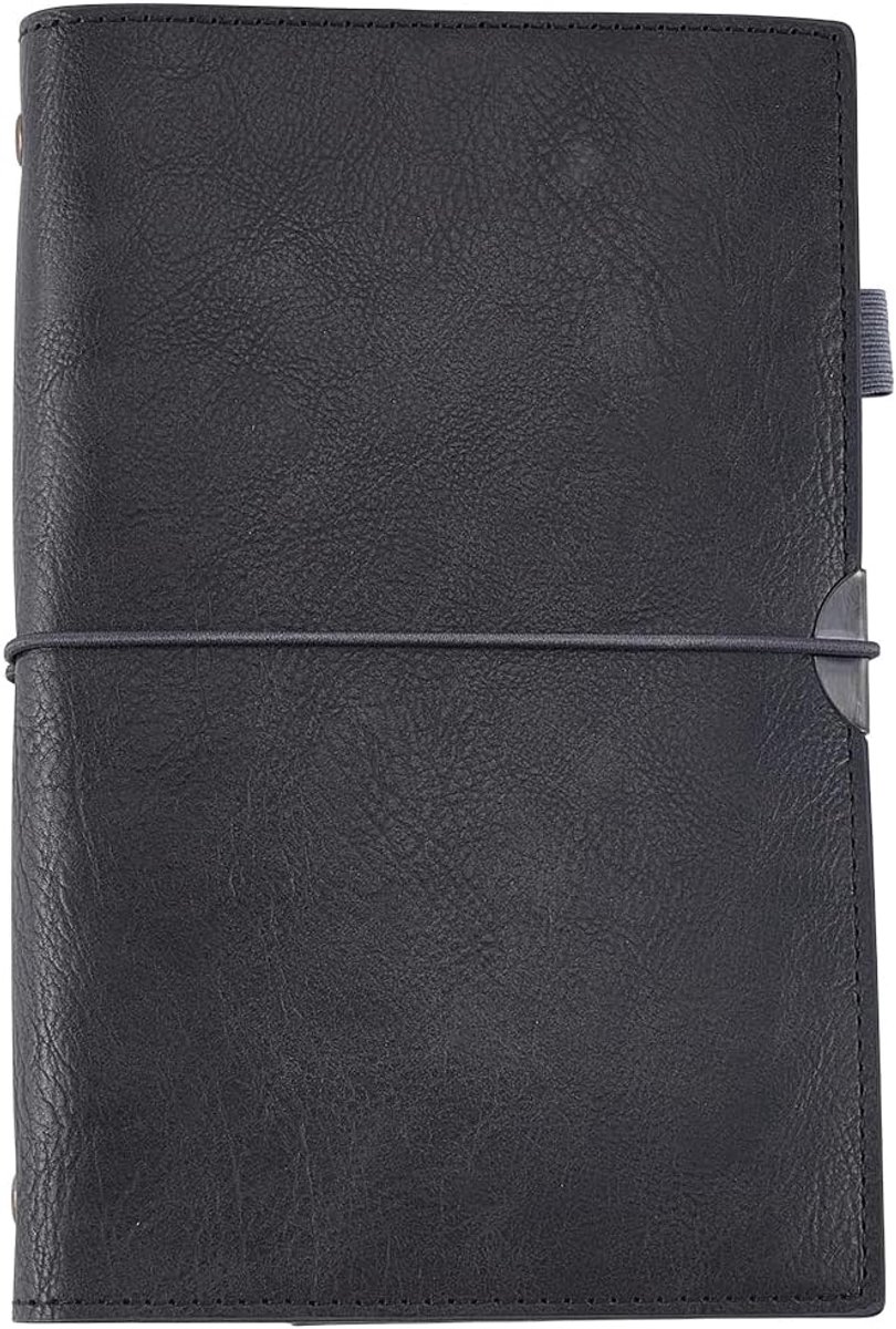 A6 200 Pages PU Leather Refillable Travel Journal Notebook with Divider Pocket Soft Cover 6 Ring Planner Cover Loose - ShopVlot