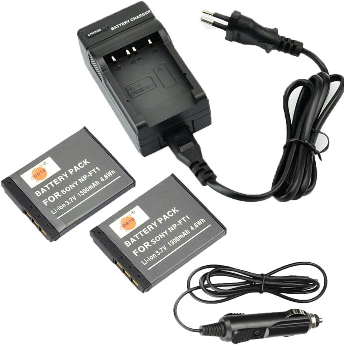 DSTE 2PCS NP-FT1 Battery and Travel Charger Compatible with Sony DSC-L1/B DSC-L1/L DSC-M1 DSC-M2 DSC-T1 DSC-T10 - ShopVlot