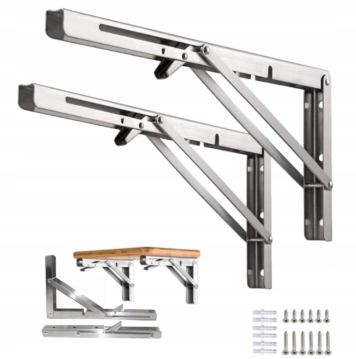 2x Opklapbare Plankdragers - Sterk RVS, 150kg Draagvermogen