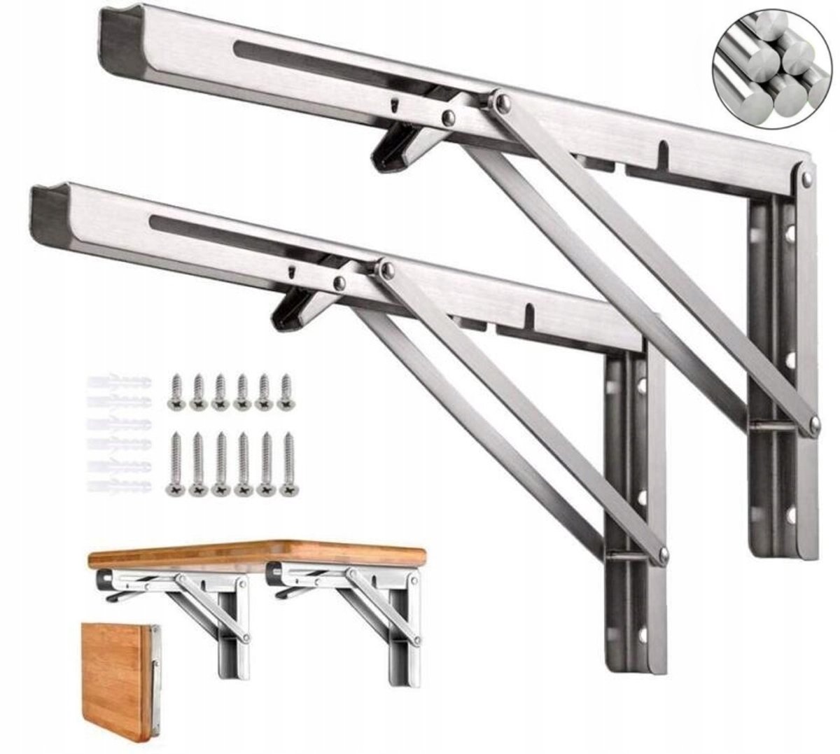 2x Opvouwbare Hoeksteunen voor Plank/Tafel - 250x115mm, 150kg