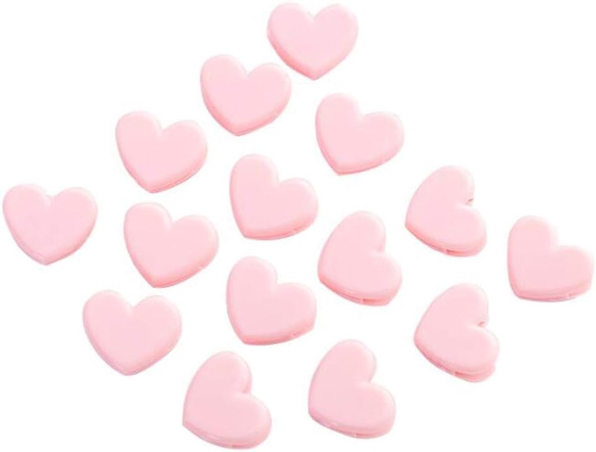 Mini klemmen hartvorm 20 stuks - roze - kleurrijk ontwerp - ideaal voor organisatie - ShopVlot