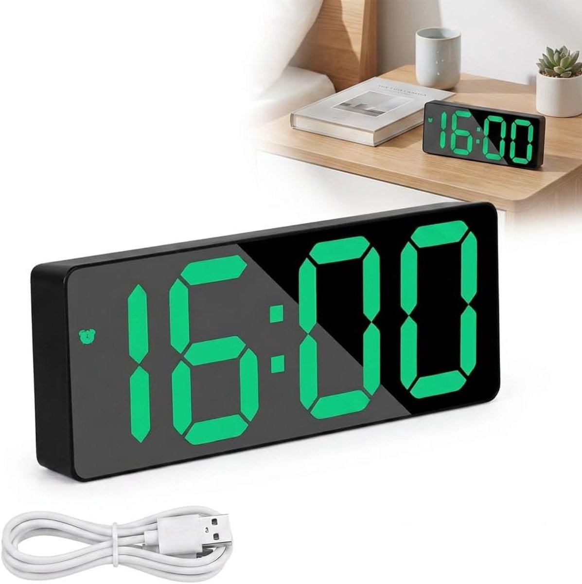 Digitale wekker led met temperatuur en datum - instelbare helderheid - multifunctionele tafelklok - ShopVlot