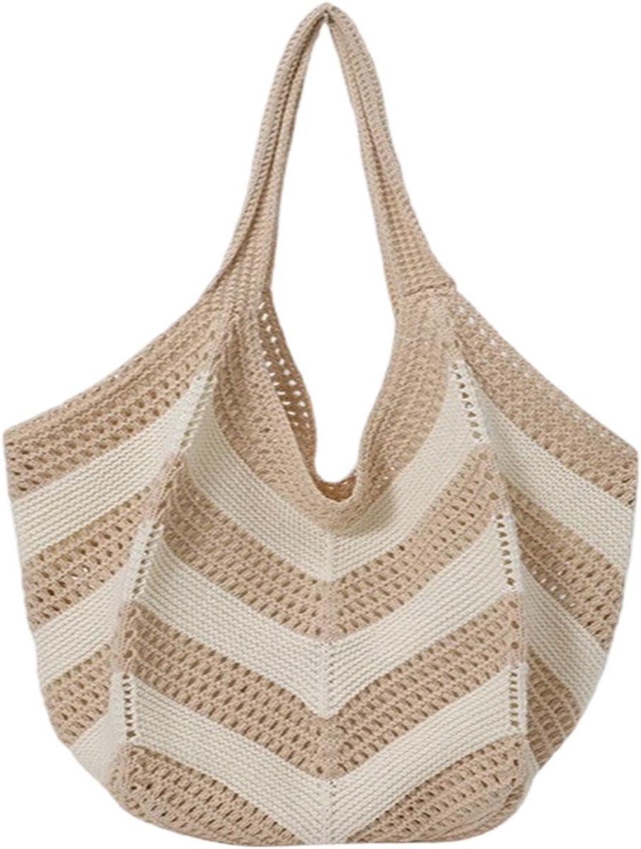 Zomertas dames - gebreide schoudertas - bohemian stijl - ideaal voor strand en winkelen - ShopVlot