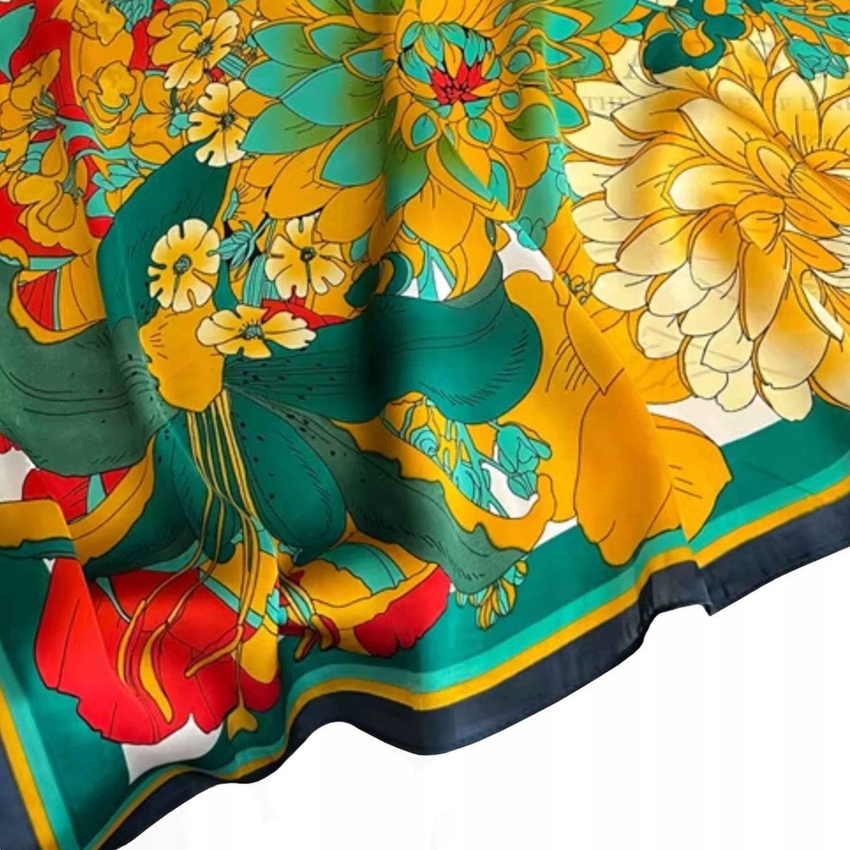Kamea Satijnen Sjaal 70x70cm - Tropische Bloemenprint