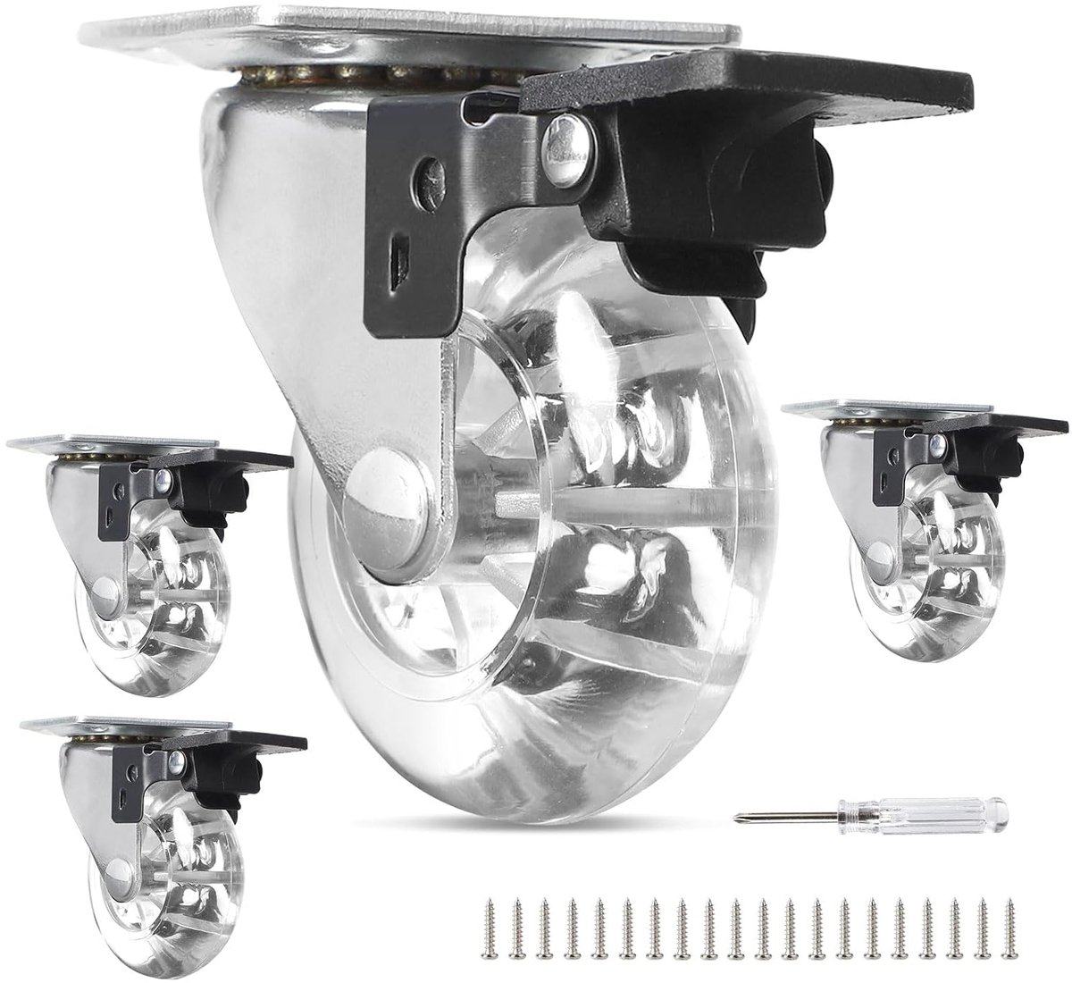 Meubels wielen set van 4 - kleine 50 mm - met rem - 360° draaibaar voor palletmeubels - ShopVlot