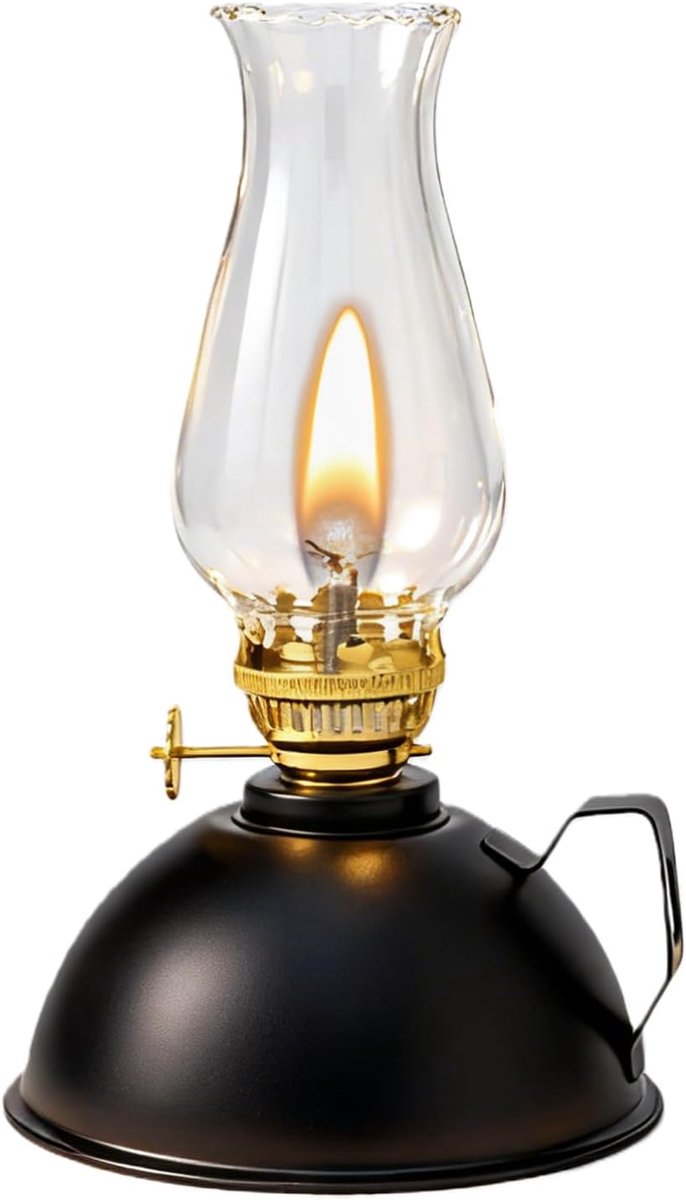 Petroleum Lamp 12 x 20 cm - Glazen Olie Lamp - Verstelbare Vlam - Ideaal voor Buitengebruik - ShopVlot