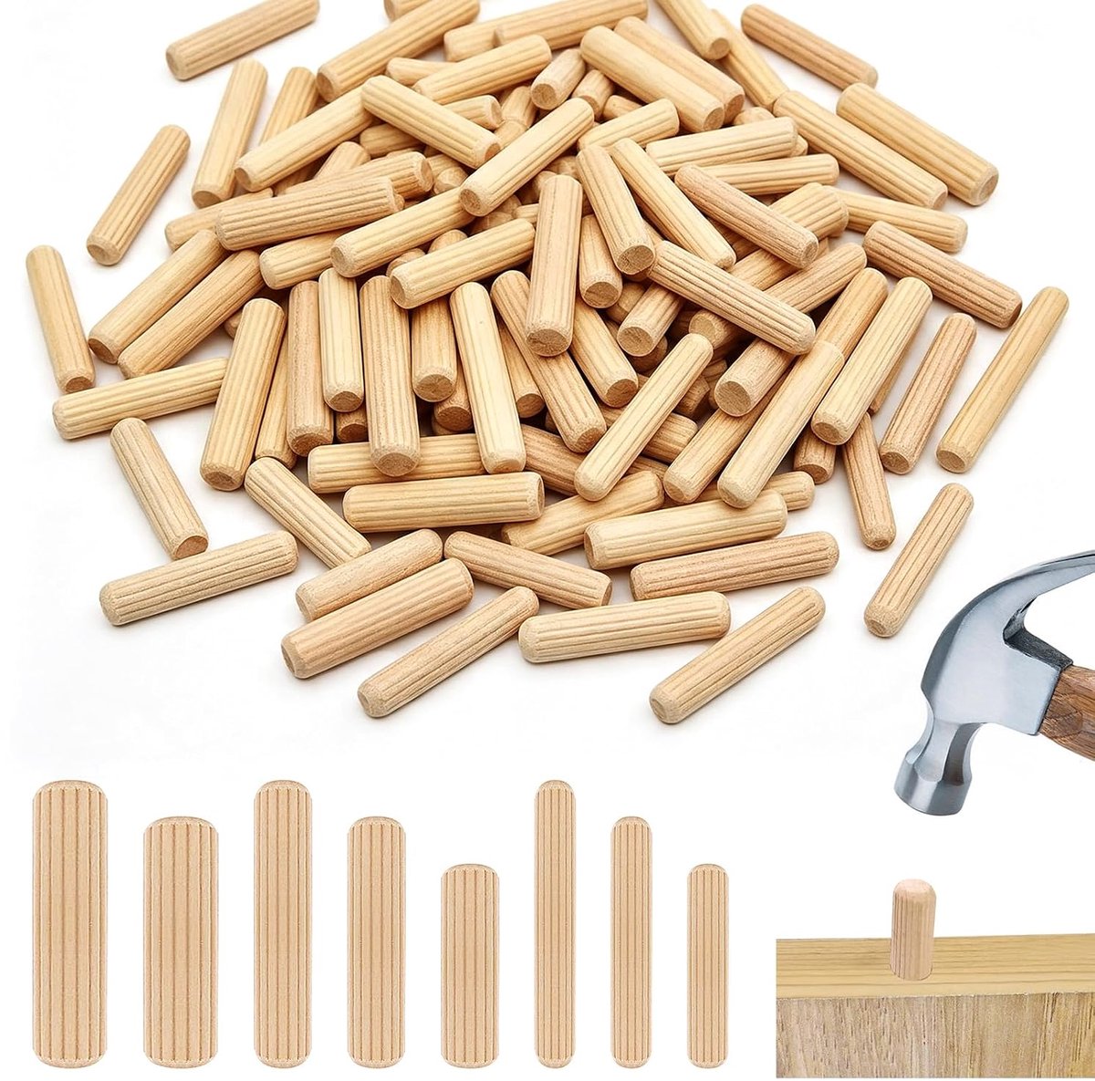 Houten pluggen set 260 stuks - hardhout M6 M8 M10 - onbreekbaar en duurzaam - ideaal voor stevige verbindingen - ShopVlot