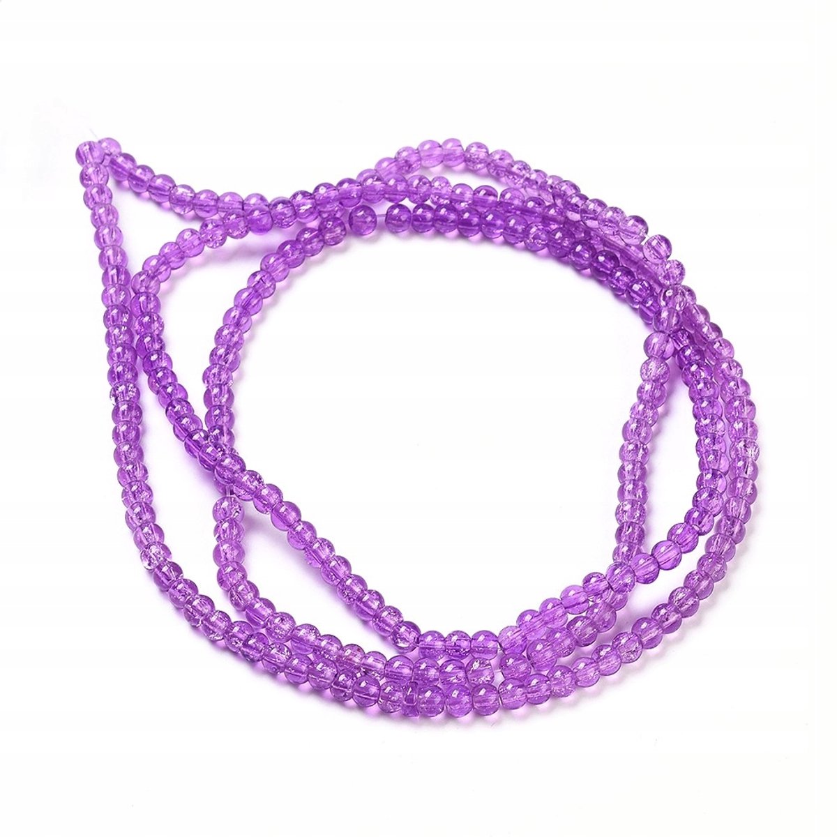 Paarse Crackle Glaskralen, 4mm, ca. 190 stuks, 76cm