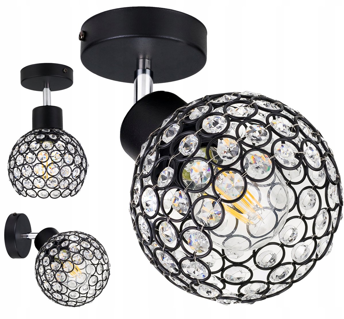 Industriële Wandlamp met Kristallen Kap, Verstelbaar