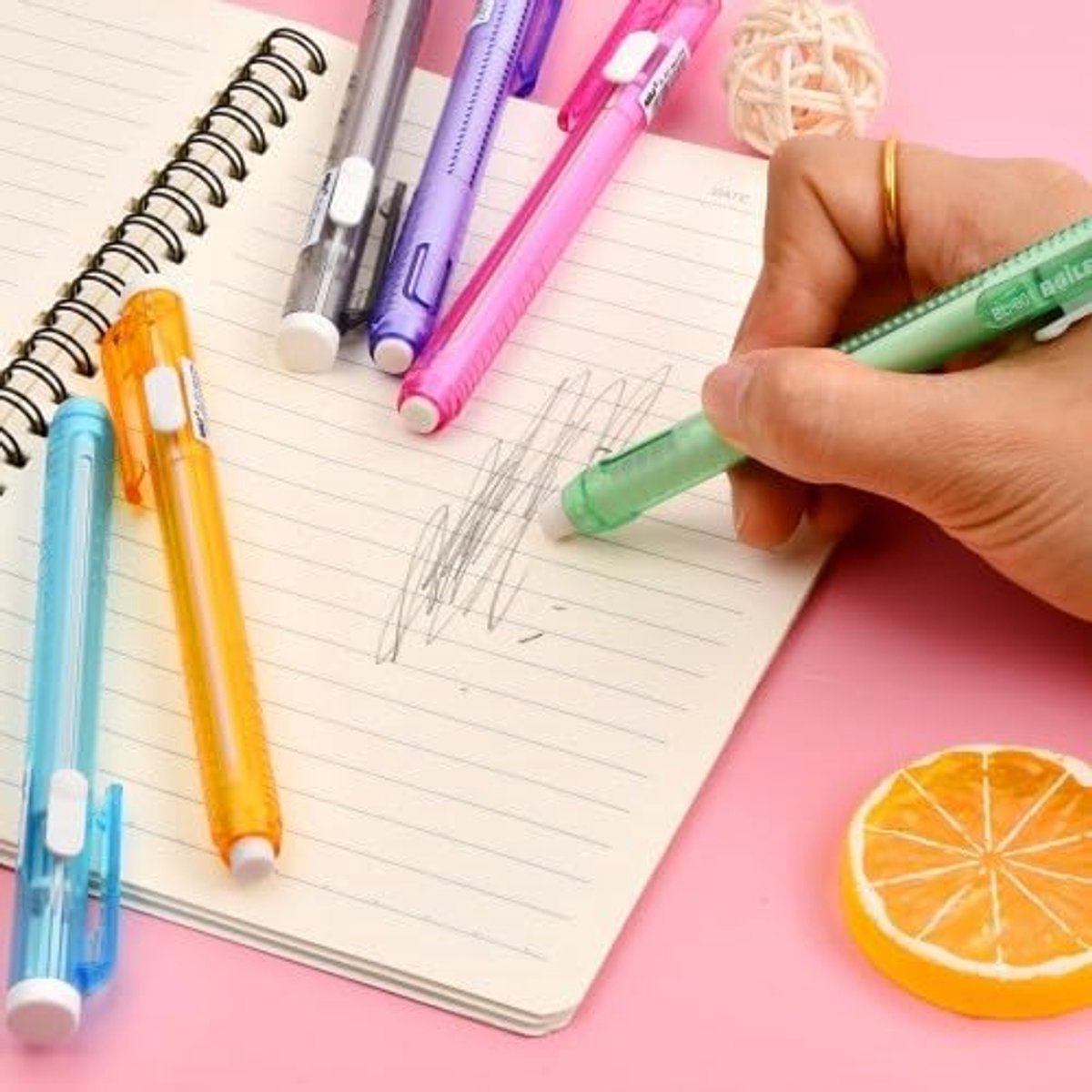 Pack of 6 Refillable Eraser Pens for Kids Students, Retractable Eraser Pen in 6 Colours, for Artists and Draftsmen - ShopVlot