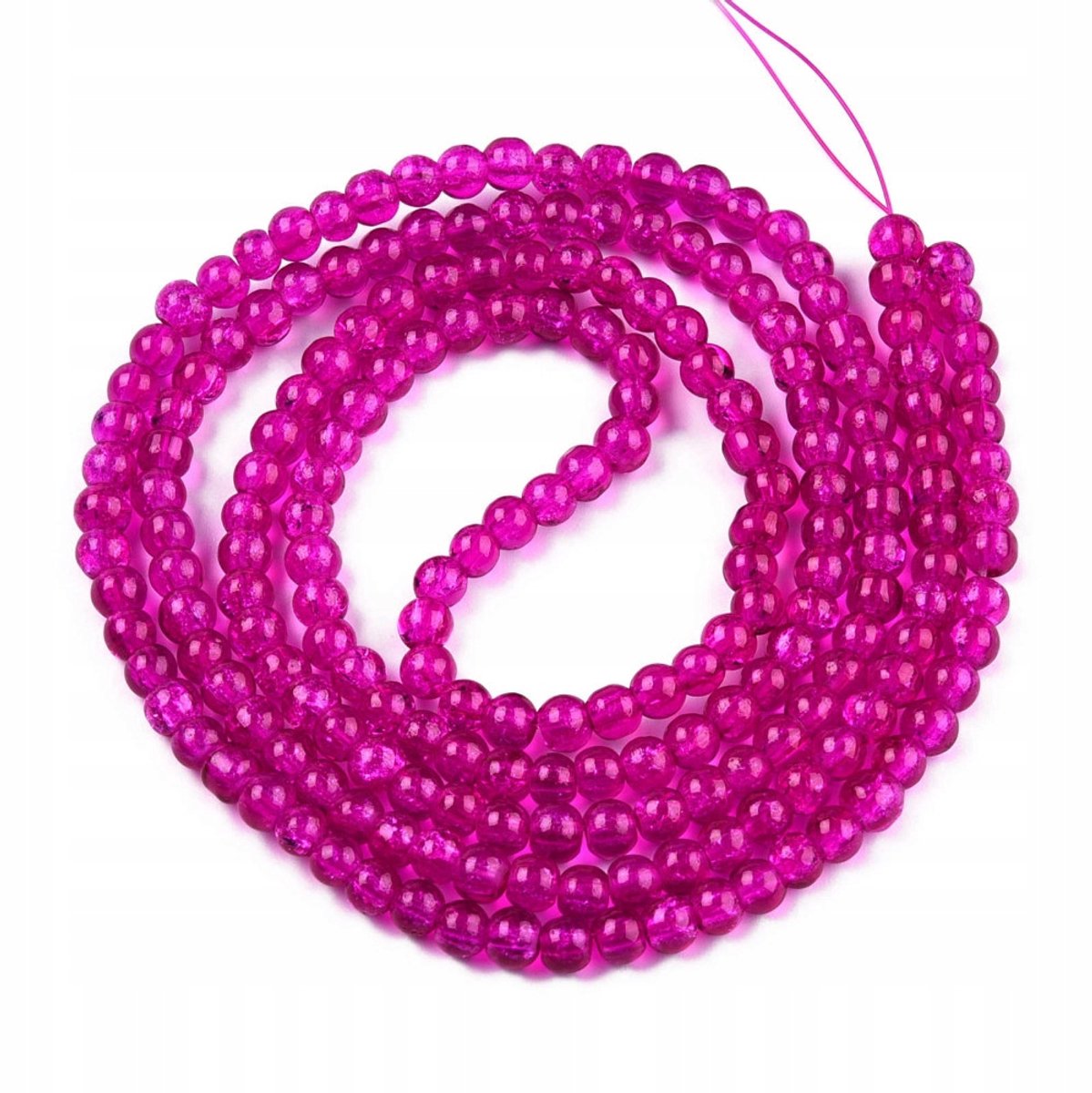 Glazen Crackle Kralen - Fuksja Rond 4mm, 190 stuks