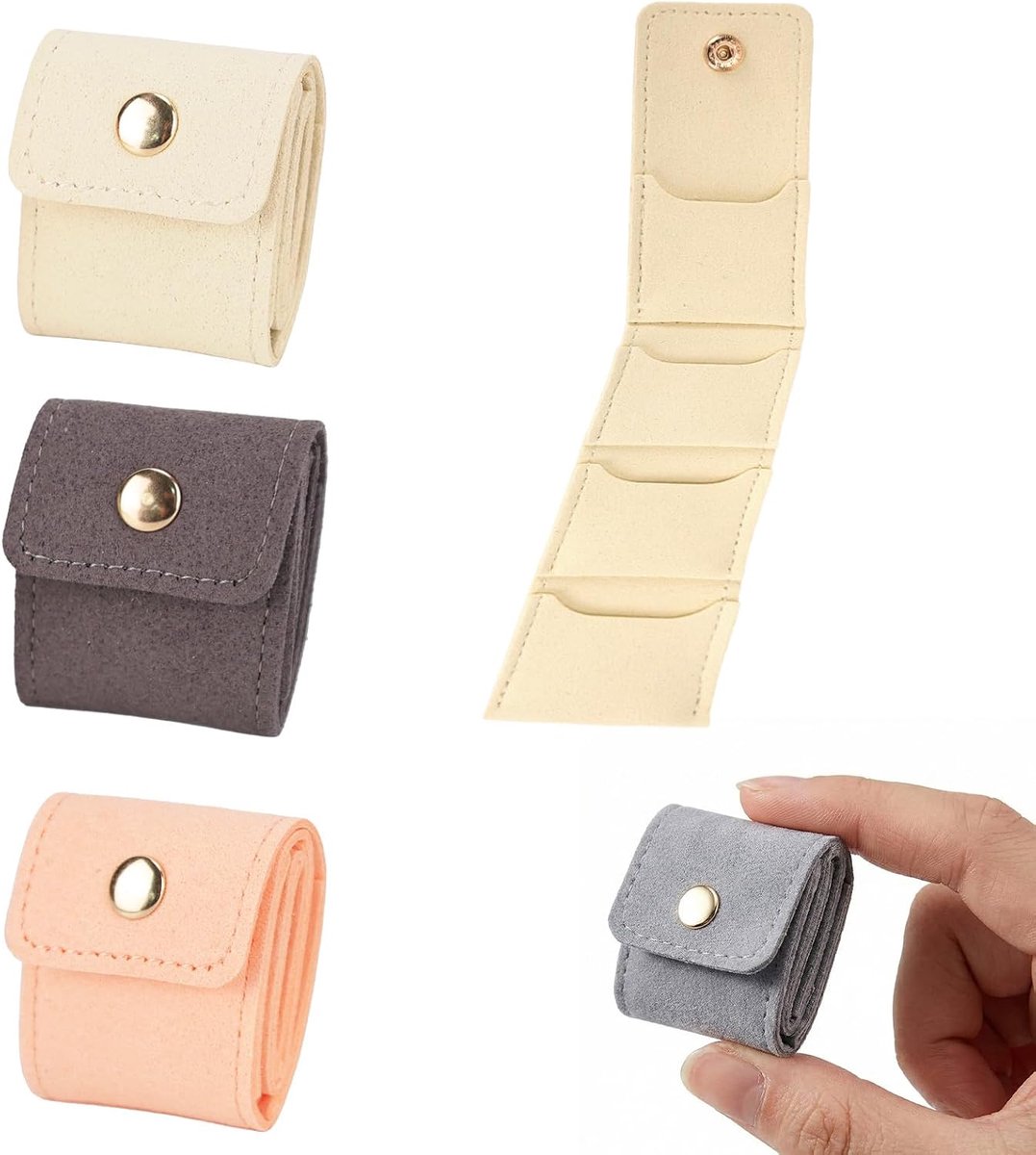 Travel Jewellery Box, 4 Layer Travel Jewellery Box for Women, Wallet, Travel Case, Faux Leather Earrings - ShopVlot