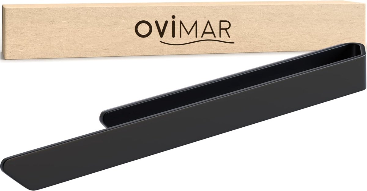 ovimar Svenskoya Black Towel Rack Made of Brushed Aluminium for Gluing - 40 cm - Modern Simple Design - ShopVlot