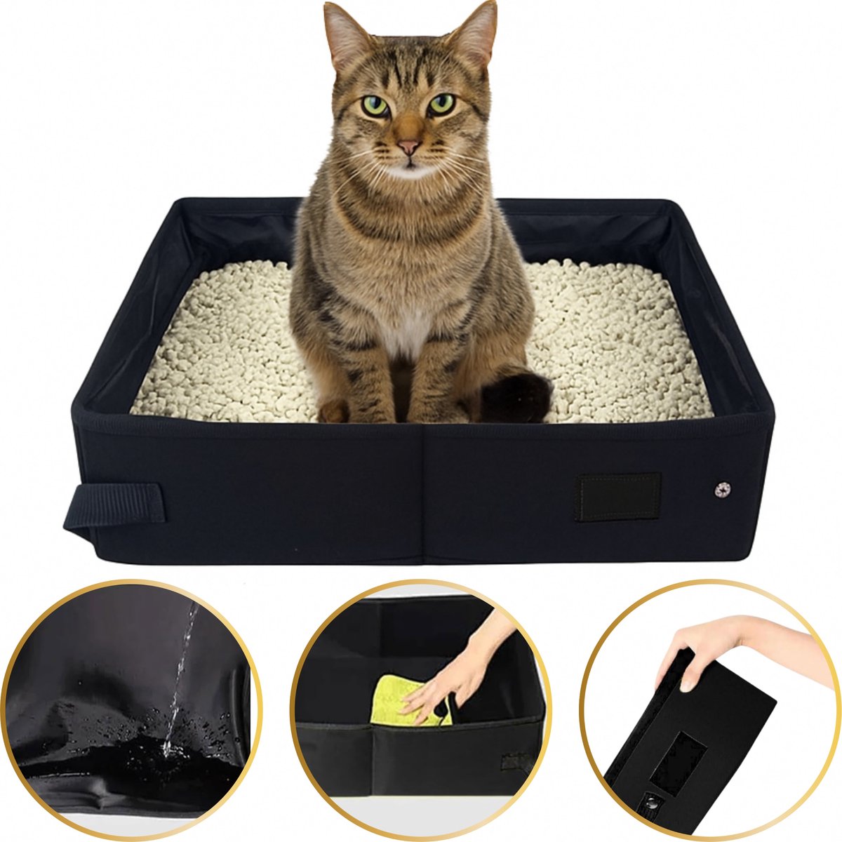 Draagbare Kattenbak Reizen Vouwbaar Waterdicht 45x35cm