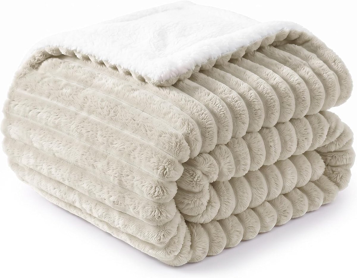 WAVVE Manta Sherpa Franela Omkeerbare para, Manta Polar met Cordón voor sofa, Borreguito Gruesa, Suave, Caliente - ShopVlot