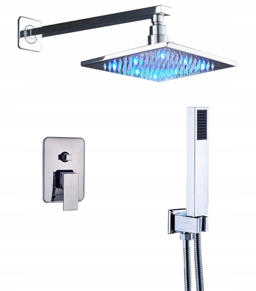 Inbouw Doucheset met 30cm LED Regendouche en Handdouche - Chroom