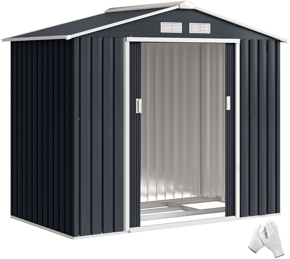 Outsunny tuinschuur - staal - 213x130x185cm - grijs