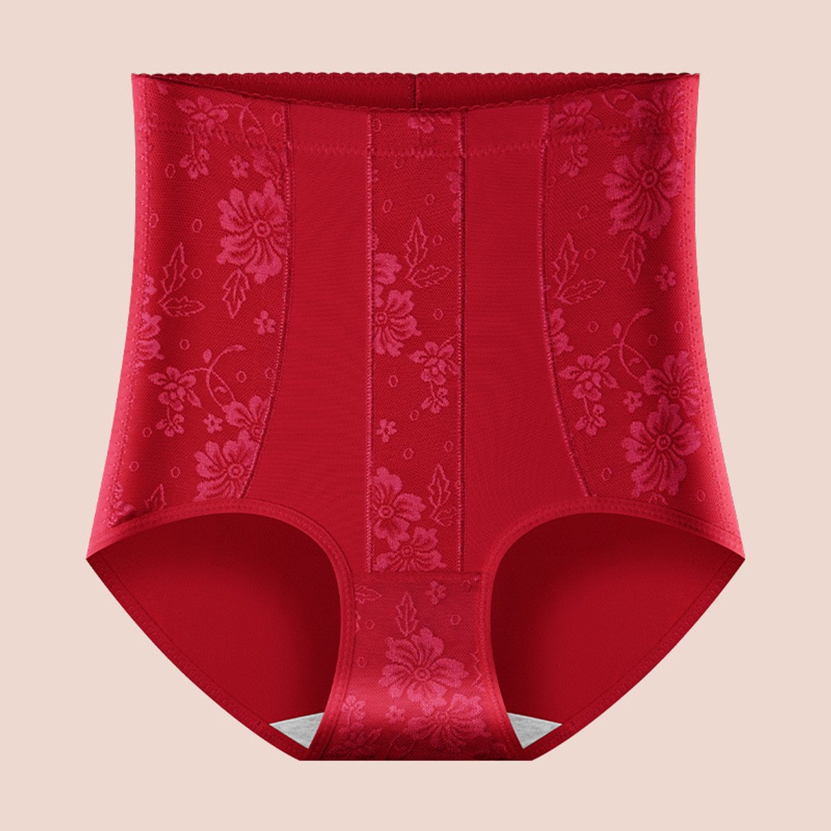 Hoge‑taille vormbroek - buik‑ en tailleondersteuning - heupophoudend - anti‑oprolrand - katoenen materiaal - voor na de bevalling-Rood-L-Aanbevolen 130-150 jin (65-75 catties)