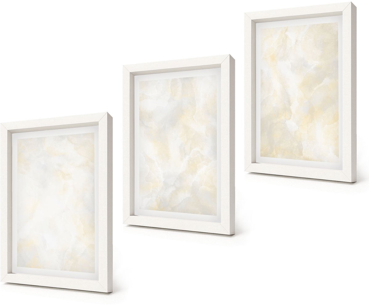 Coloray 3-Delige Schilderij Set - Heldere texturen, penseelstreken en design. - 20x30 - Stijlvolle Muurdecoratie - Slaapkamer