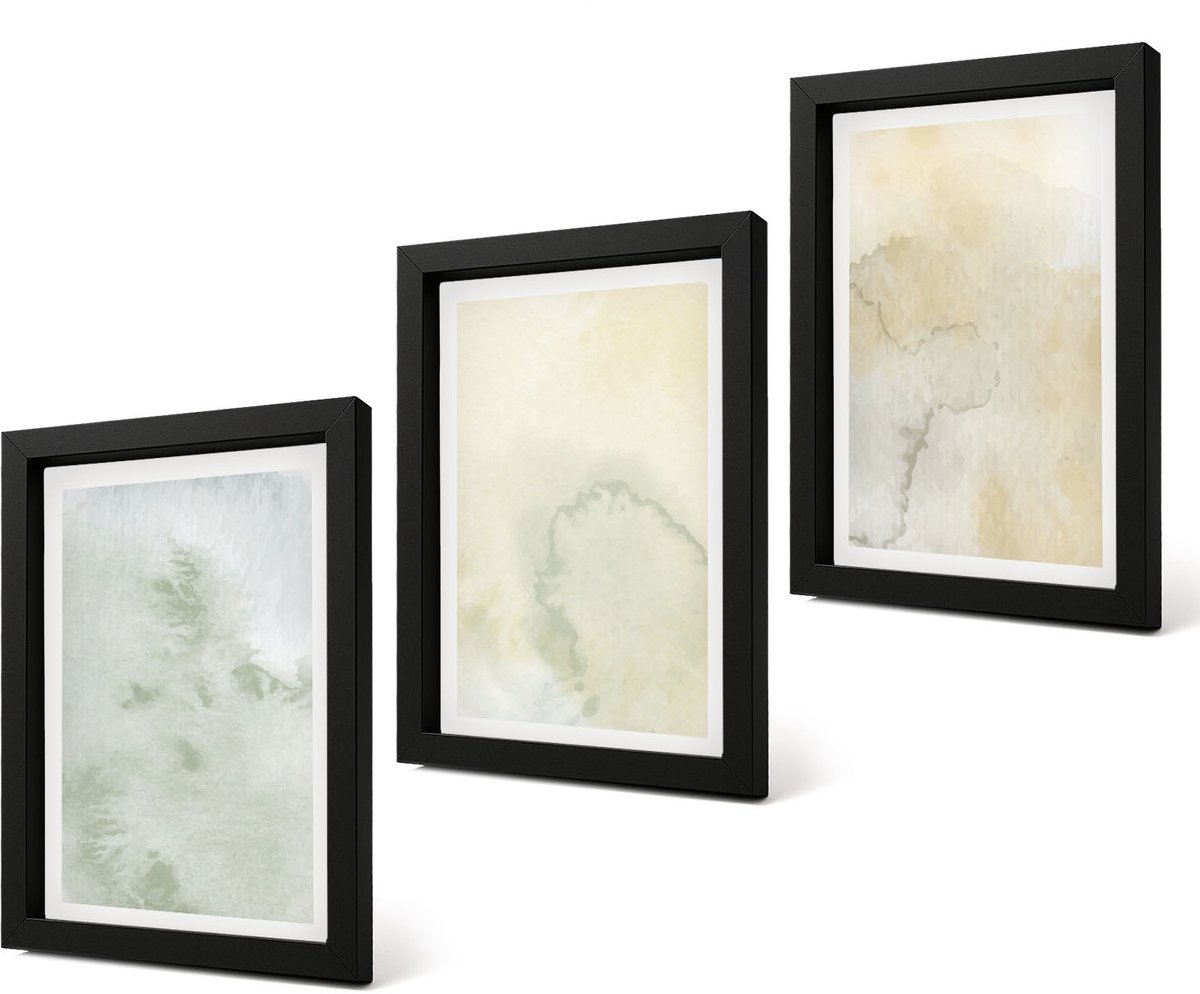 Coloray 4-Delige Schilderij Set - Pastel aquarelverf op canvas, textuurverf - 20 x 30 cm - Wanddecoratie - Moderne Interieurdecoratie - Stijlvolle Muurdecoratie