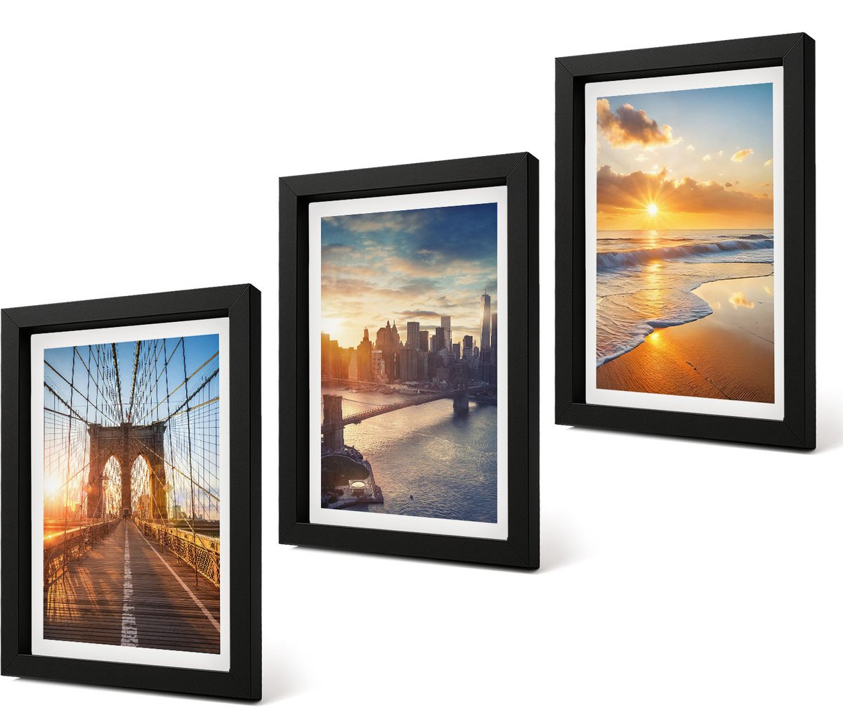 Coloray 4-Delige Schilderij Set - Bruggen en zonsondergangen in het stedelijk landschap - 20 x 30 cm - Wanddecoratie - Woonkamer Decoratie - Moderne Wanddecoratie