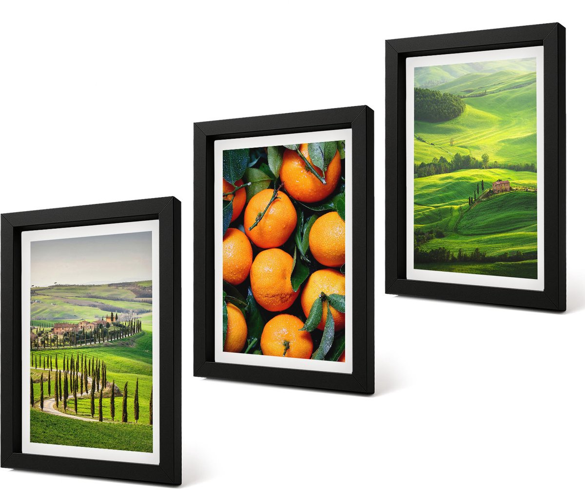 Coloray 4-Delige Schilderij Set - Italiaans plattelandslandschap met sinaasappelbomen en natuur - 20 x 30 cm - Muurdecoratie - Decoratieve Schilderijen - Wohnzimmer - Interieur Decoratie