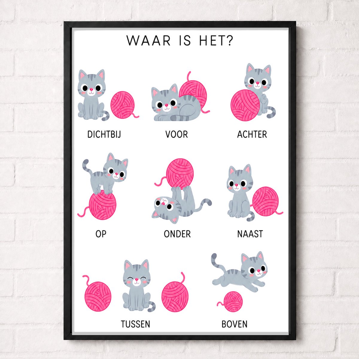 Plaatsbepaling Educatieve Poster voor Kinderen - Leren - groep 1 t/m 3 (4-7 jaar) - A1+ 61 x 91,5 cm