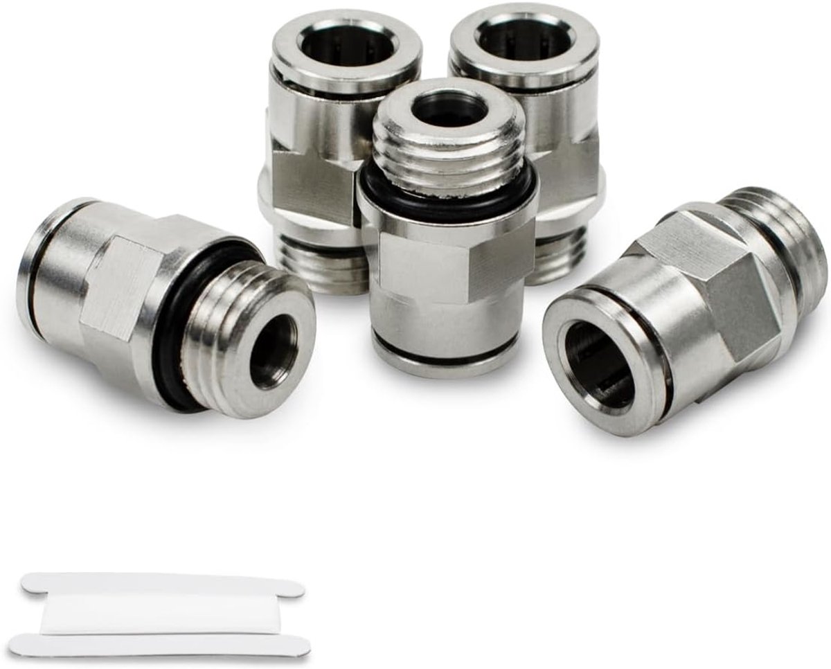 Bwintech 5 Pcs Tubo de 8mm de diámetro exterior x 1/4" rosca macho BSP con junta tórica Latón niquelado recto Racor - ShopVlot