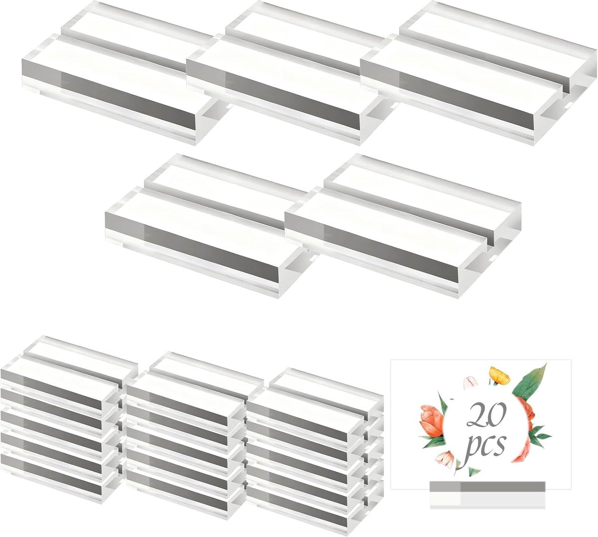ACESOME Set of 20 Acrylic Table Card Holders Photo Holder Menu Card Holder Clear for Wedding Party Table Number - ShopVlot