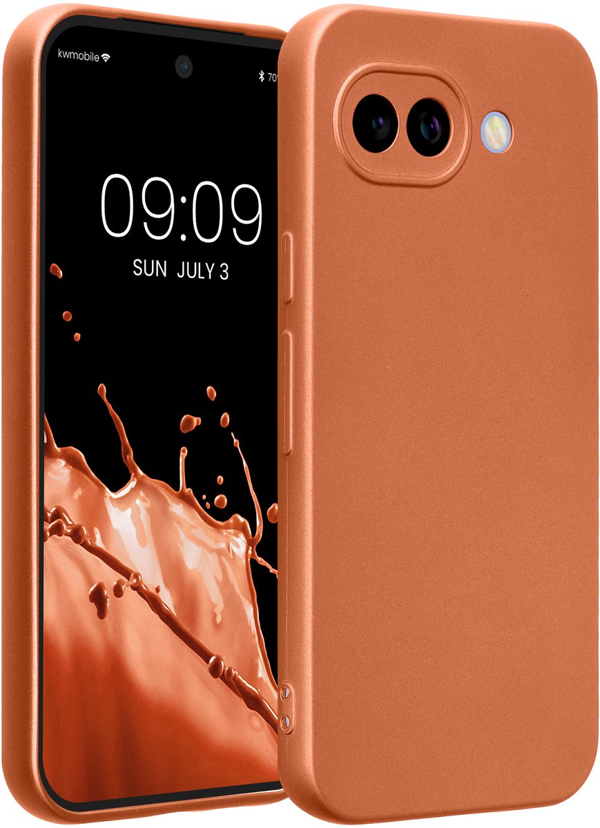 kwmobile metallic telefoonhoesje van TPU - geschikt voor Google Pixel 10a - Flexible case voor smartphone - In metallic oranje