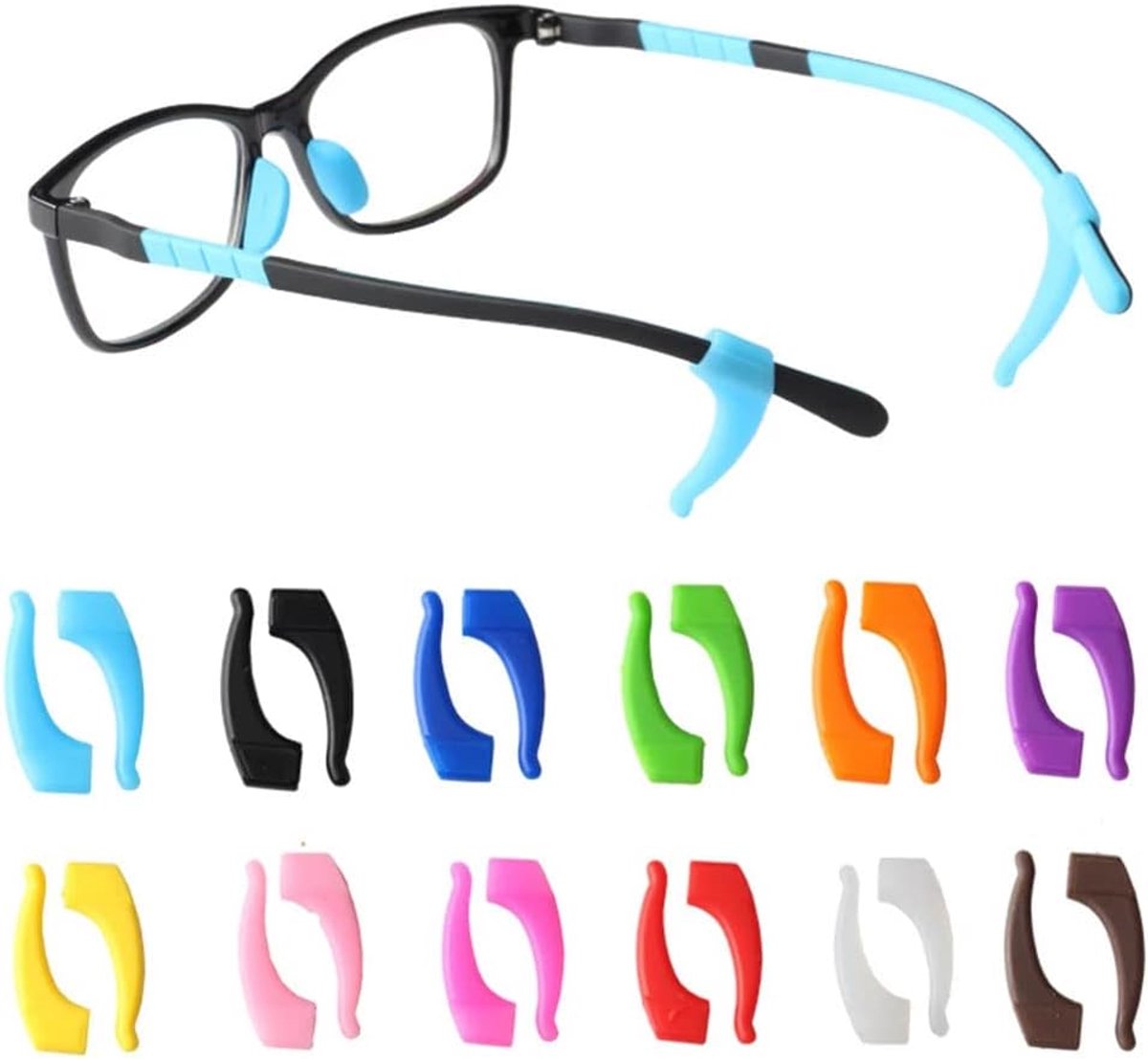 12 Pairs Glasses Ear Grip Hook Silicone Holders Temple Point View Anti-Slip Hooks Glasses Clip Silicone - ShopVlot