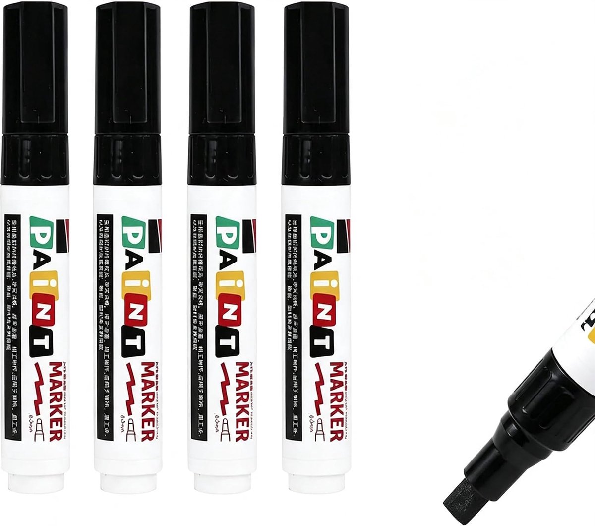 4 permanente markeerstiften waterbestendig: 8mm drogen snel lakstift glaskleurstiften, kleuren van waterbestendig - ShopVlot