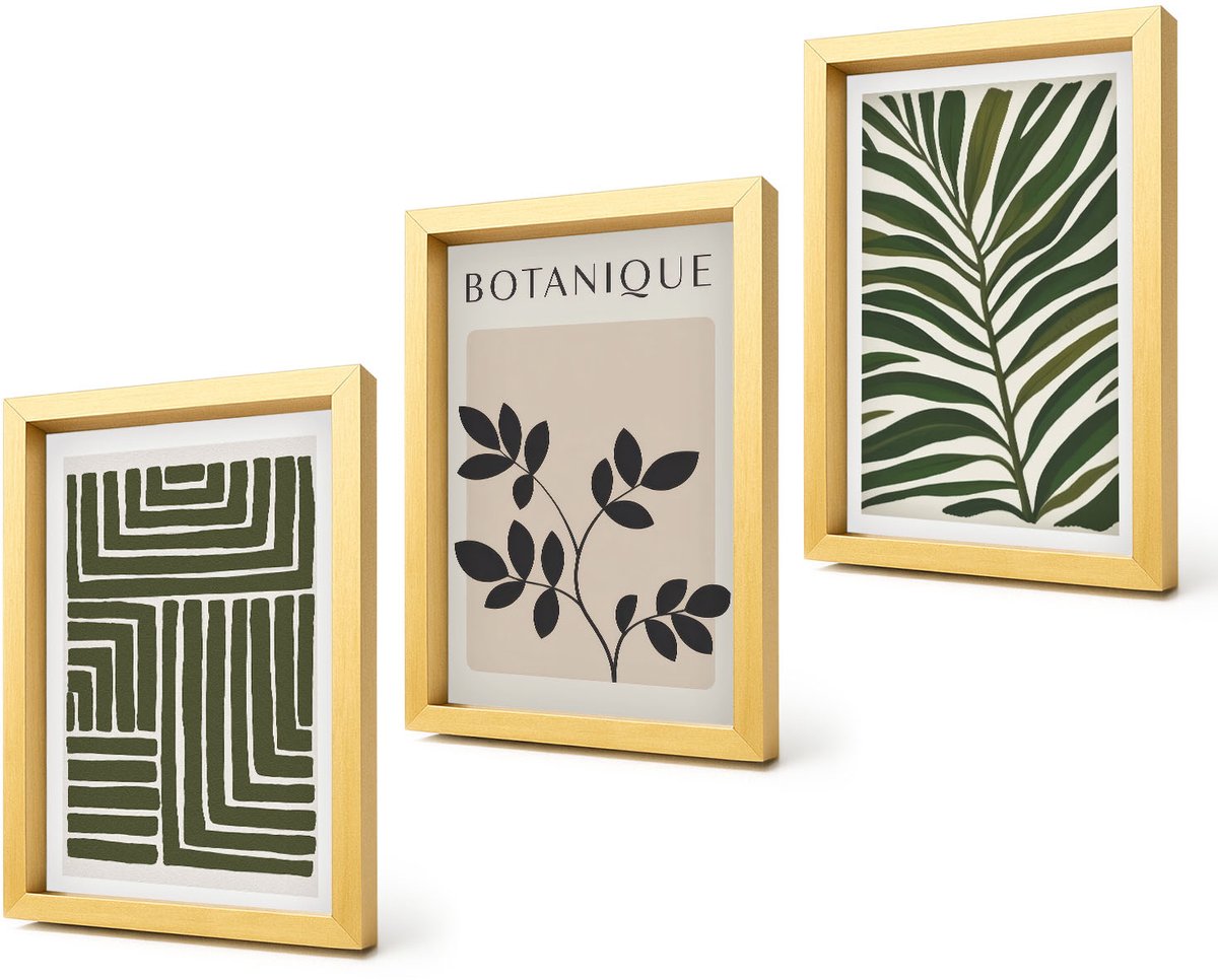 Coloray 4-Delige Schilderij Set - Botanische composities in boho-minimalistische stijl - 20 x 30 cm - Muurdecoratie - Schilderijen Set - Woonkamer - Stijlvolle Muurdecoratie
