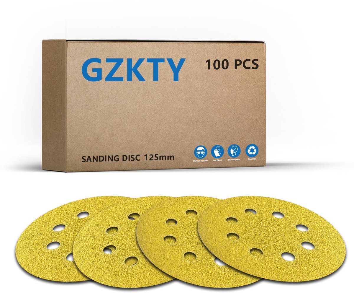 Sandpaper 125 mm sanding discs Mixed grit 180, 8 holes, for eccentric sanders (100pcs) - ShopVlot