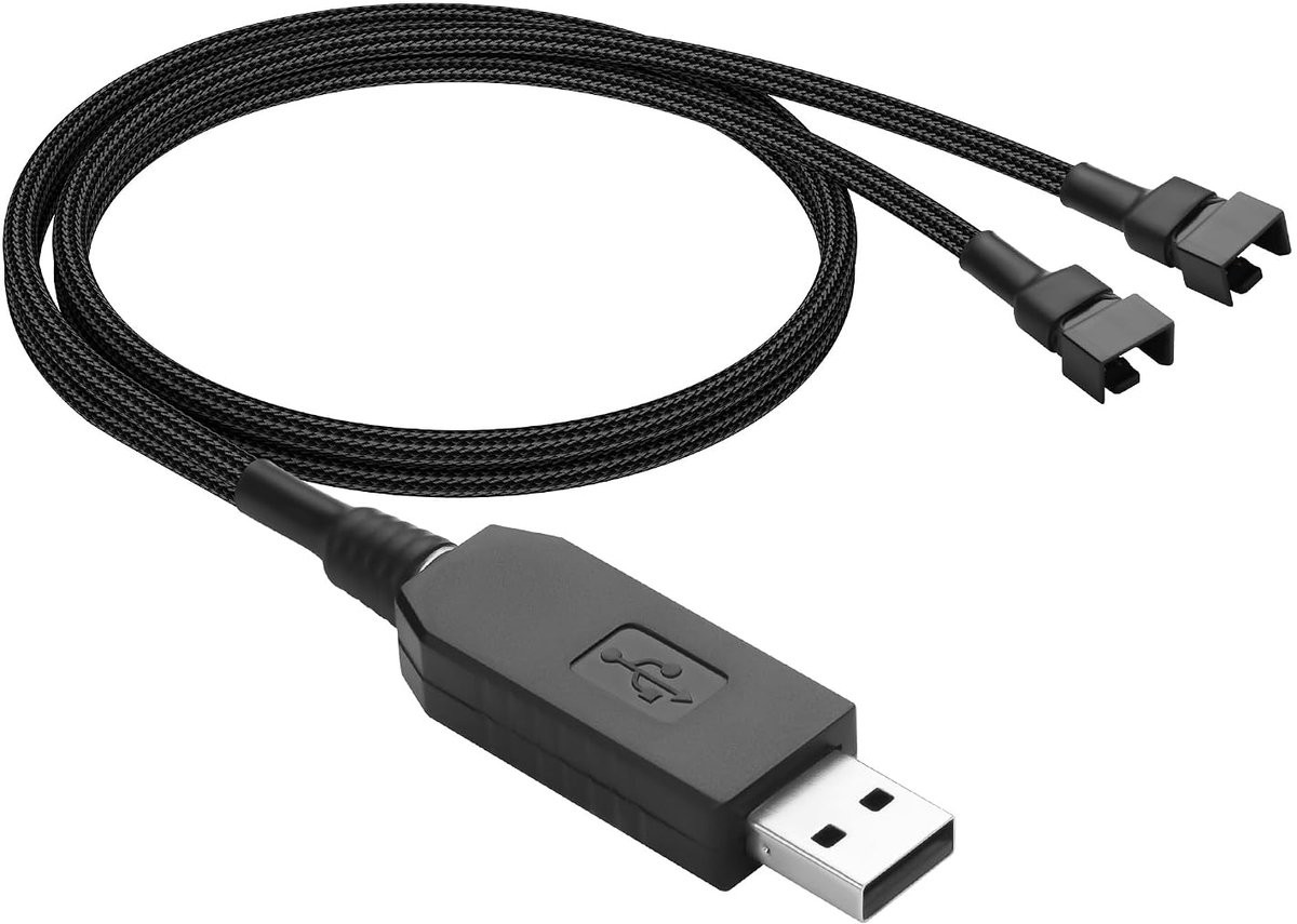 GINTOOYUN USB to 3/4 Pin 1 to 2 Step-Up Fan Power Cable DC5V to DC12V USB-A Plug to Two 3/4 Pin Plug Housing Fan Cable - ShopVlot