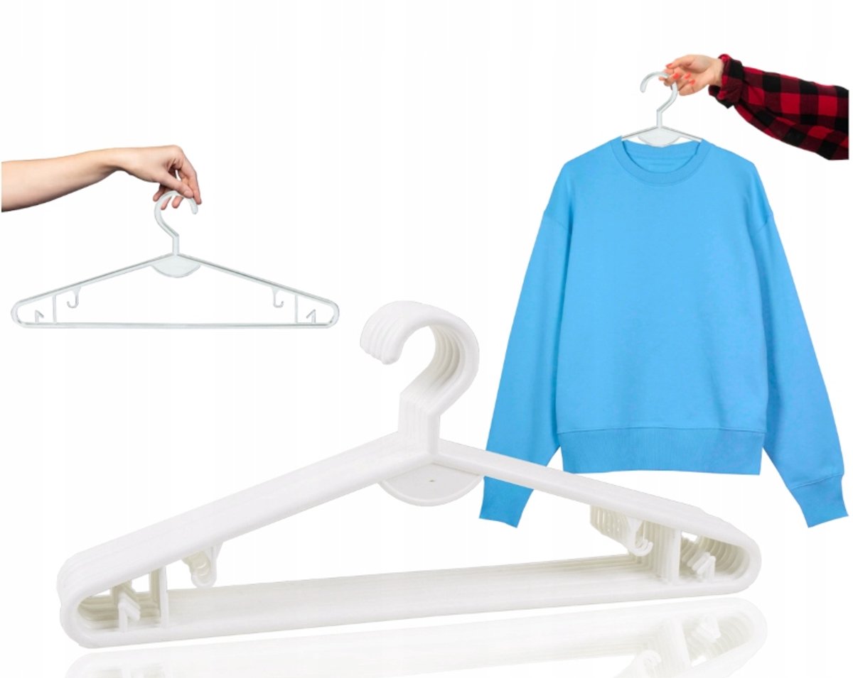 100 Witte Universele Kledinghangers voor Kasten - 41 cm