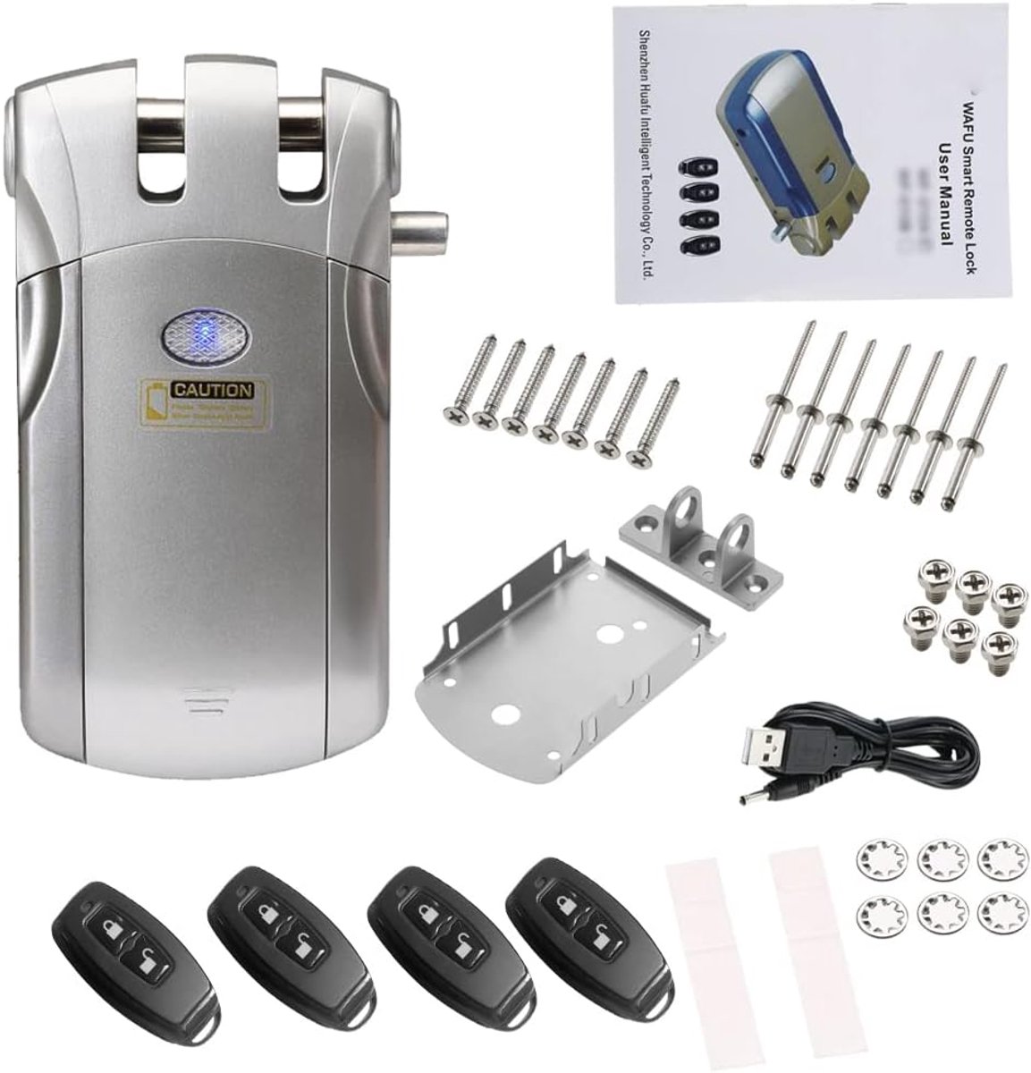 WF-018 Wireless Remote Control Lock Intelligent Security Keyless Door Lock Zinc Alloy with 4 Remote Keys for Access - ShopVlot