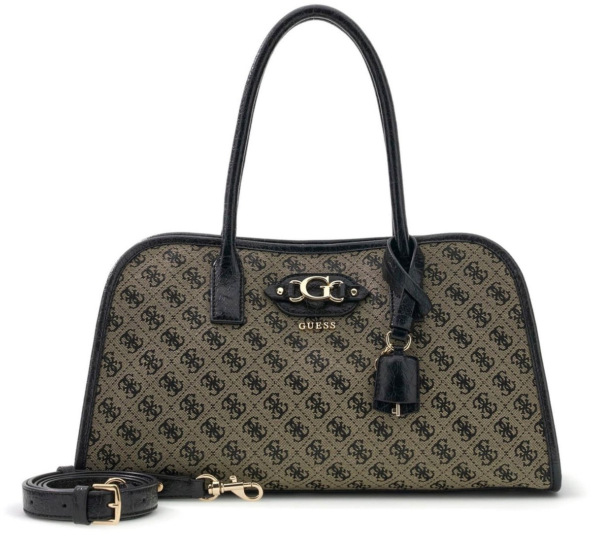 GUESS handtas schoudertas Samantha Girlfriend Satchel Black Logo zwart