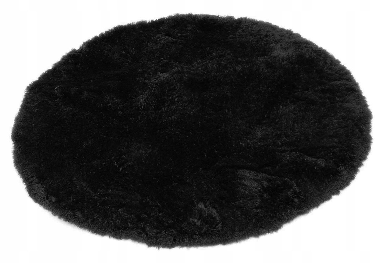 Zacht Zwart Rond Badkamertapijt 120cm - Pluche & Antislip