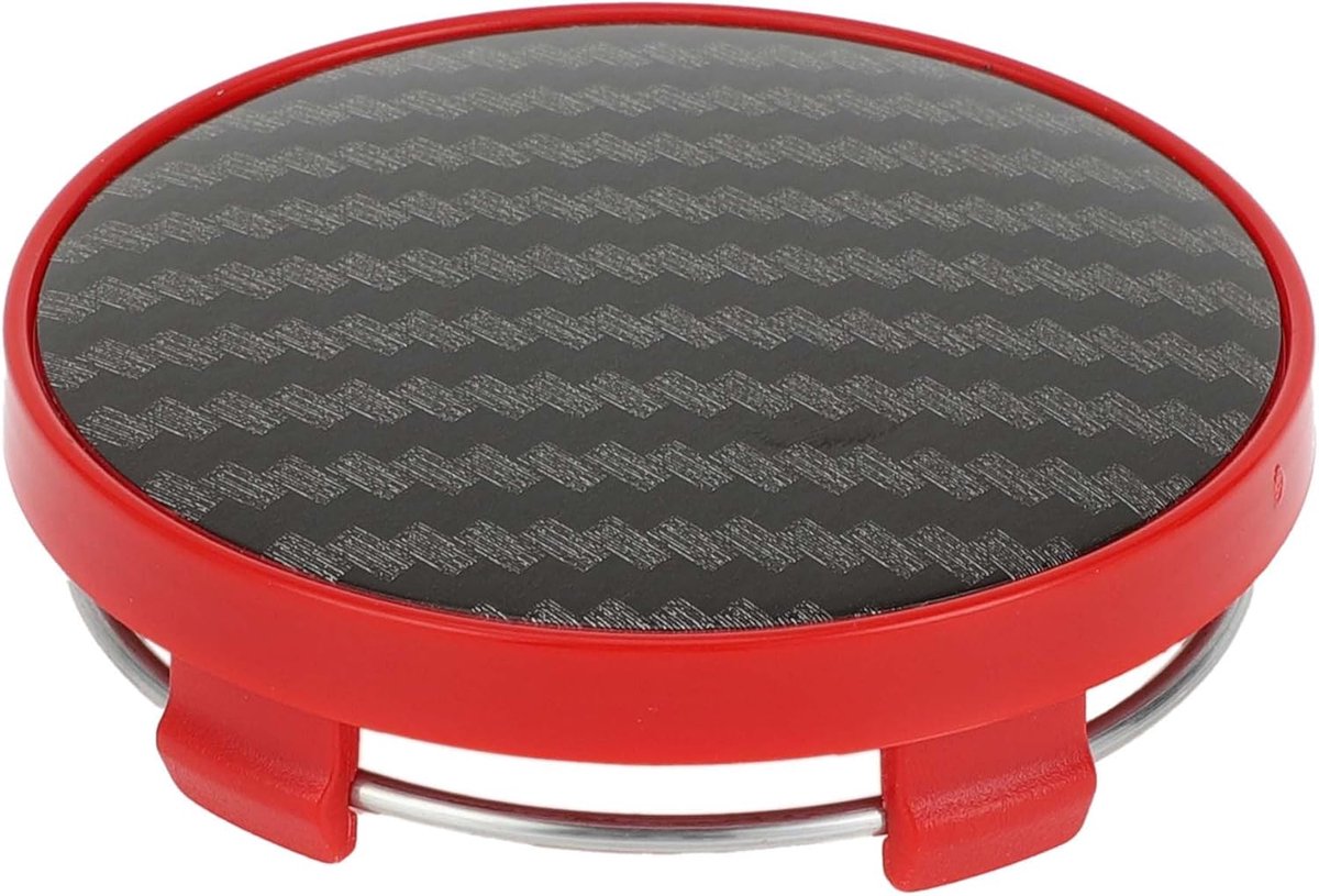 A ABSOPRO 60mm 2.36" Carbon Fiber Pattern Red Black Universal Car Wheel Hub Caps Wheel Hub Caps Covers Protector for - ShopVlot