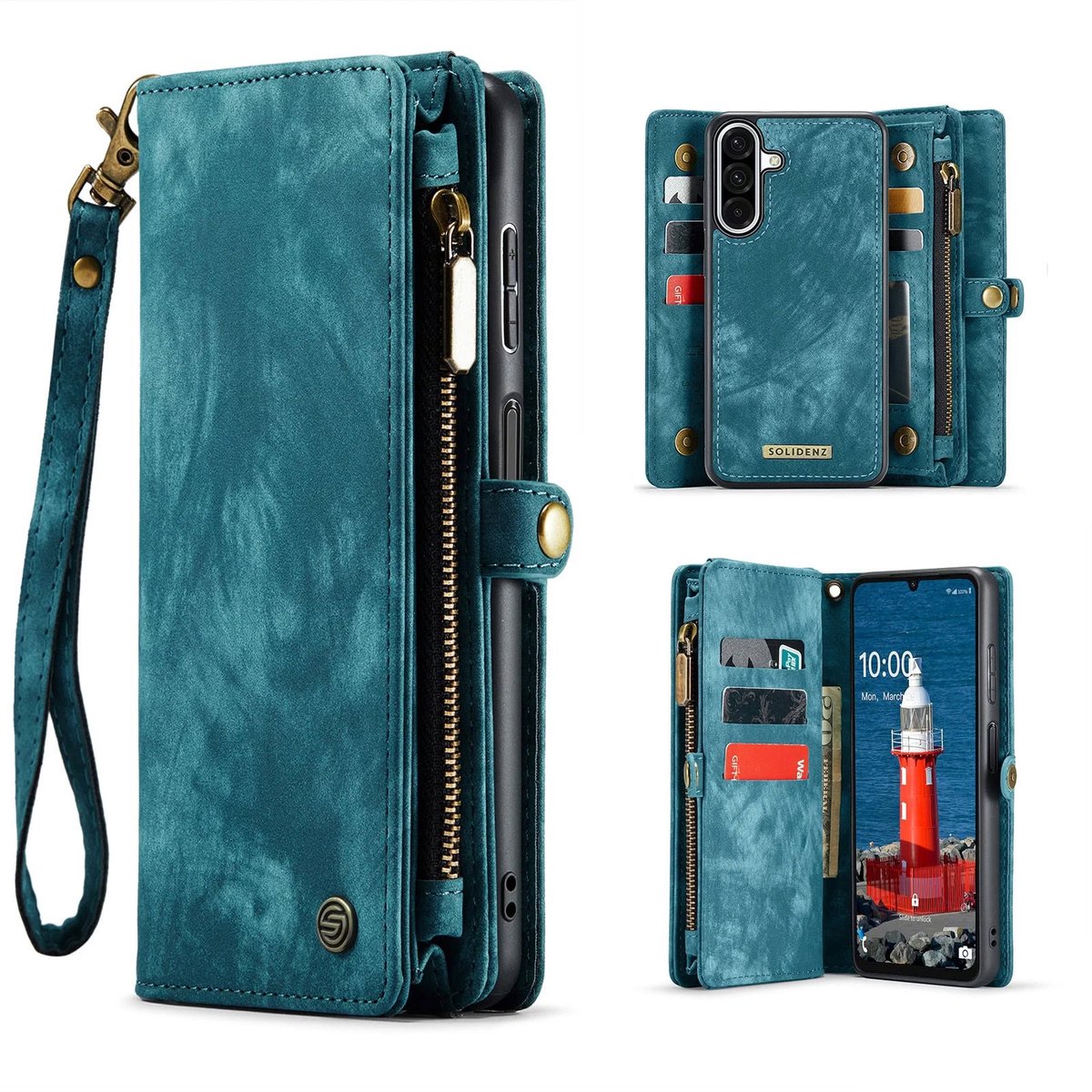 Solidenz geschikt voor Samsung Galaxy A27 hoesje - 8 pasjes - Blauw